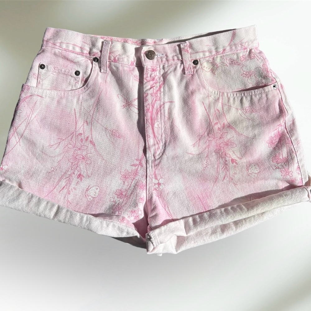 Bill Blass Vintage Pink Butterfly High Waist Shorts RARE size 8 / 30” waist - Picture 4 of 12